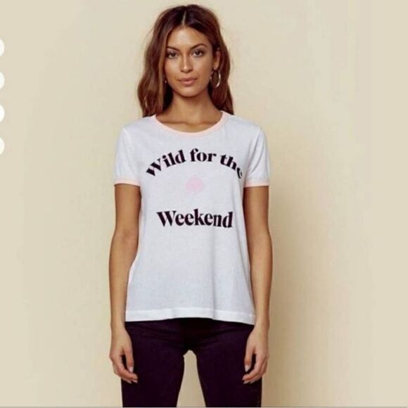 Wildfox Wild For The Weekend Graphic Ringer T-shirt - Picture 1 of 8